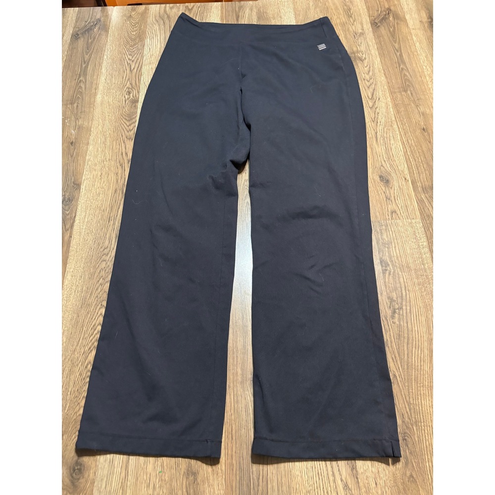 Lands' End Active Pants Women Size L Black Yoga Wide Leg Stretch Pockets